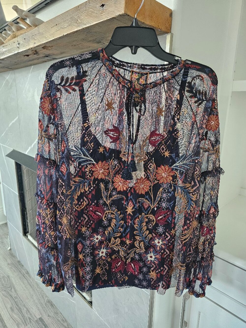 Johnny Was Saphire Mesh Blouse